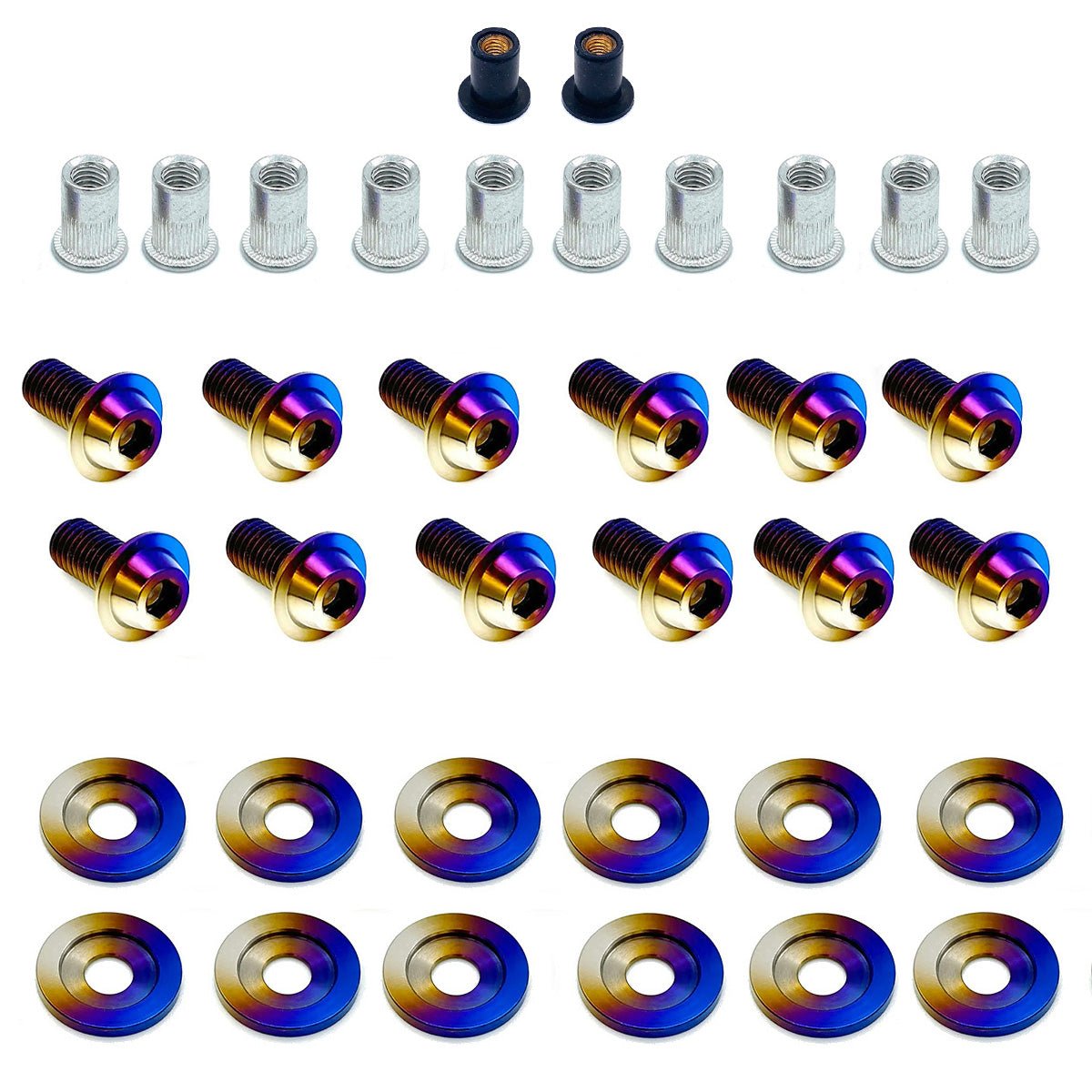 JDC Titanium Radiator Cooling Shroud Hardware Kit | 2017-2021 Honda Civic Type-R