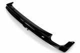 E36 gloss black rear diffuser without LED, original diagonal view showing molded contours, mounting end and single exhaust clearance on white