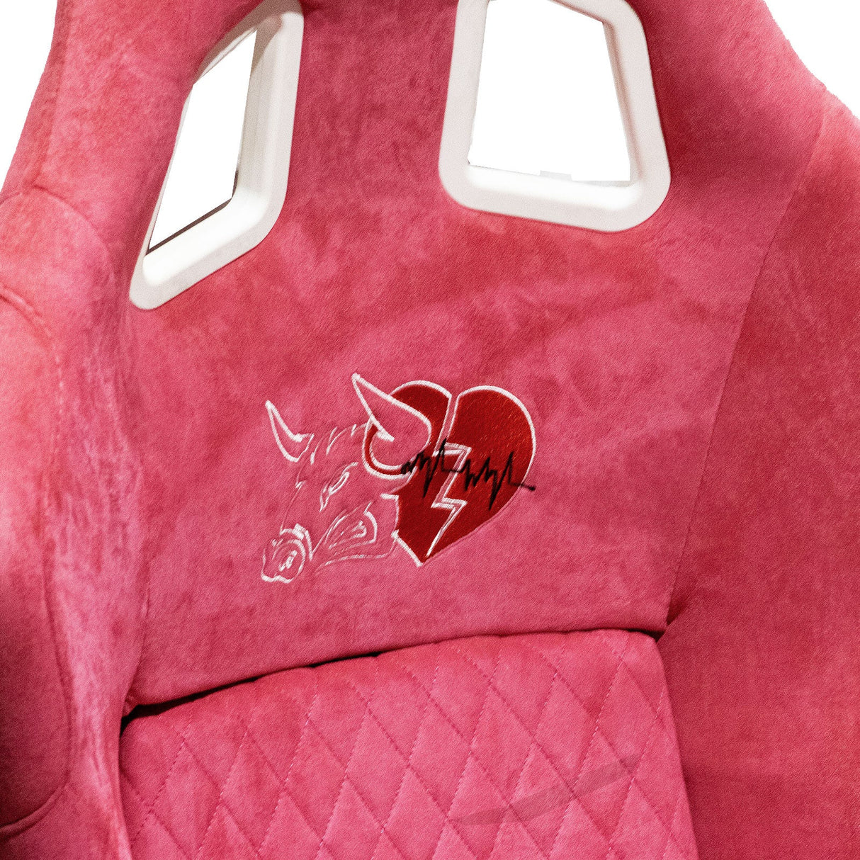 Pink Bull Boost Adjustable Racing Lowered Heartbreak Bucket Seat with Slider Rails