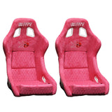 Pink Bull Boost Adjustable Racing Lowered Heartbreak Bucket Seat with Slider Rails