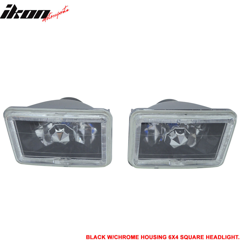 Universal 4X6 Square H4 Headlight Lamp With Halogen Bulb Clear Lens