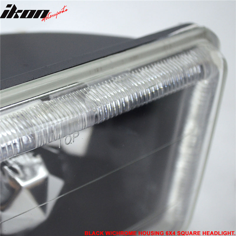 Universal 4X6 Square H4 Headlight Lamp With Halogen Bulb Clear Lens