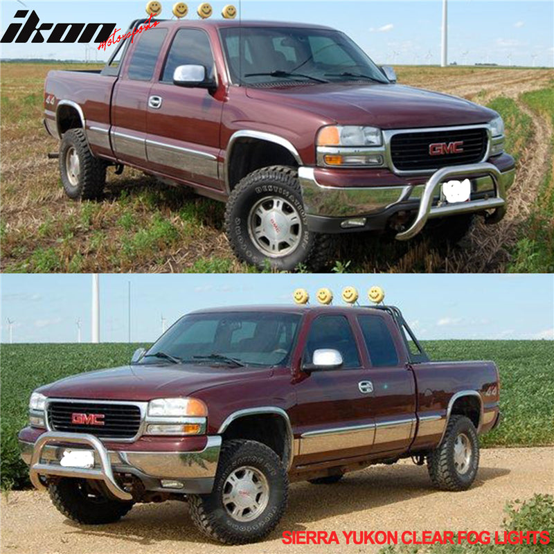 Fits Yukon Xl Sierra Clear Fog Lights+Bulbs+Wiring Kit Switch Harness