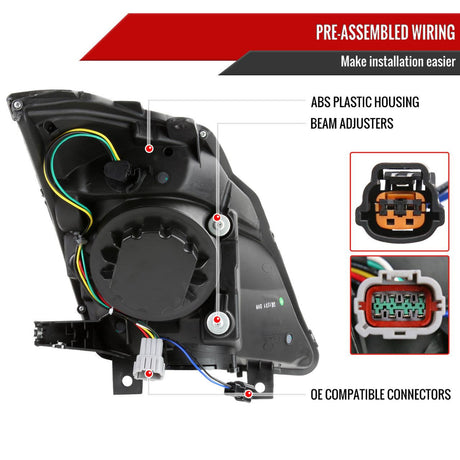 Nissan 350Z Switchback Sequential Animated LED Bar HID Projector Headlights (2003-2009) - K2 Industries
