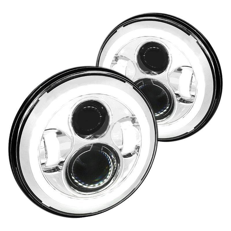 Spec-D Projector Headlights Jeep Wrangler [7" Halo LED] (Round) Black or Chrome