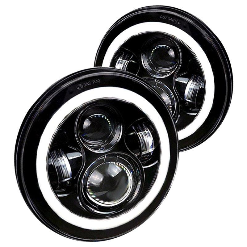 Spec-D Projector Headlights Jeep Wrangler [7" Halo LED] (Round) Black or Chrome