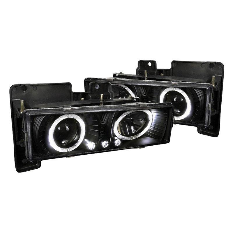 Spec-D Projector Headlights Chevy C10 / Blazer / Tahoe / Silverado (88-98) Halo LED - Black or Chrome