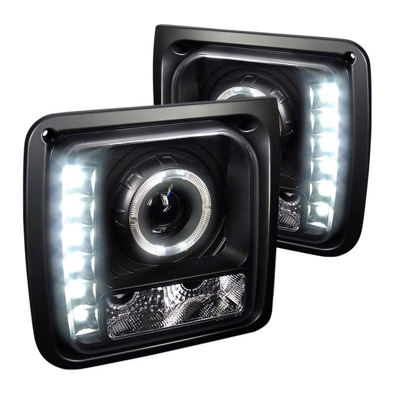 Spec-D Projector Headlights Jeep Cherokee [Halo LED] (1997-2001) Black or Chrome
