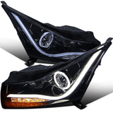 Spec-D Projector Headlights Chevy Cruze (2011-2015) Halo w/ LED Bar - Black or Chrome