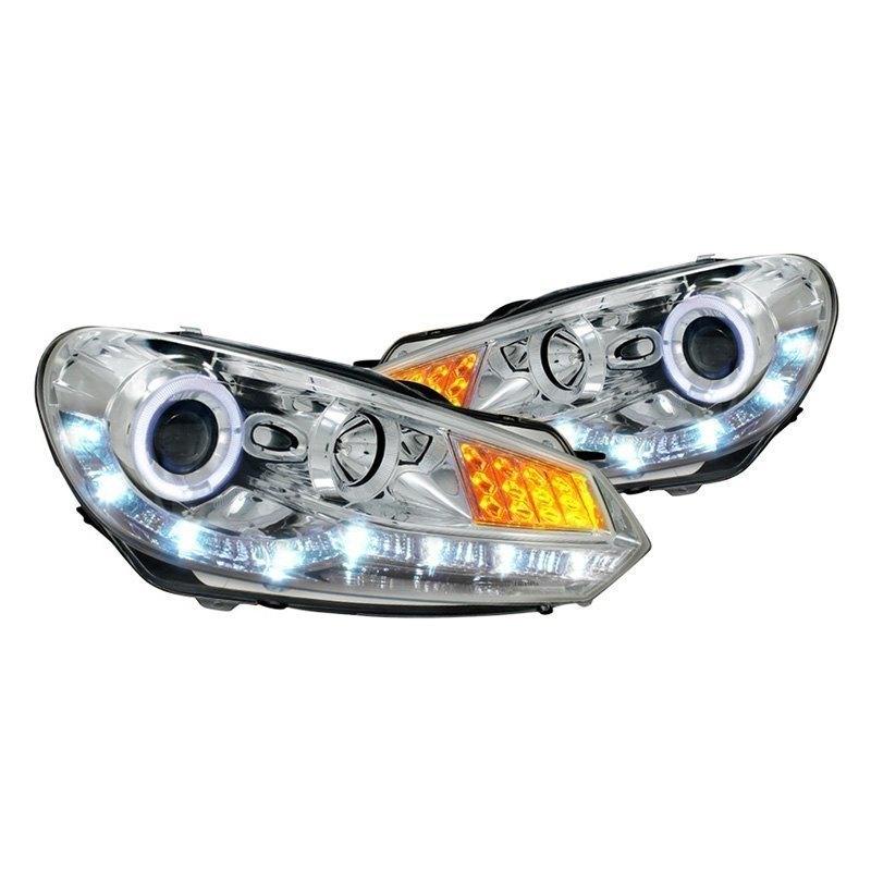 Spec-D Projector Headlights VW Golf MK6 [R8 Style LED] (2009-2012) Black or Chrome