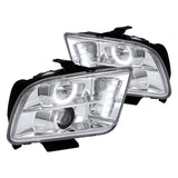 Spec-D Projector Headlights Ford Mustang S197 (05-09) w/ Halo & LED Strip - Black or Chrome