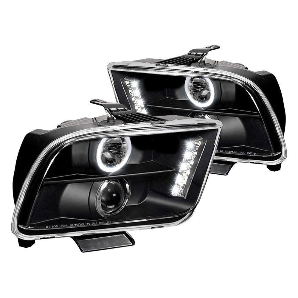 Spec-D Projector Headlights Ford Mustang S197 (05-09) w/ Halo & LED Strip - Black or Chrome