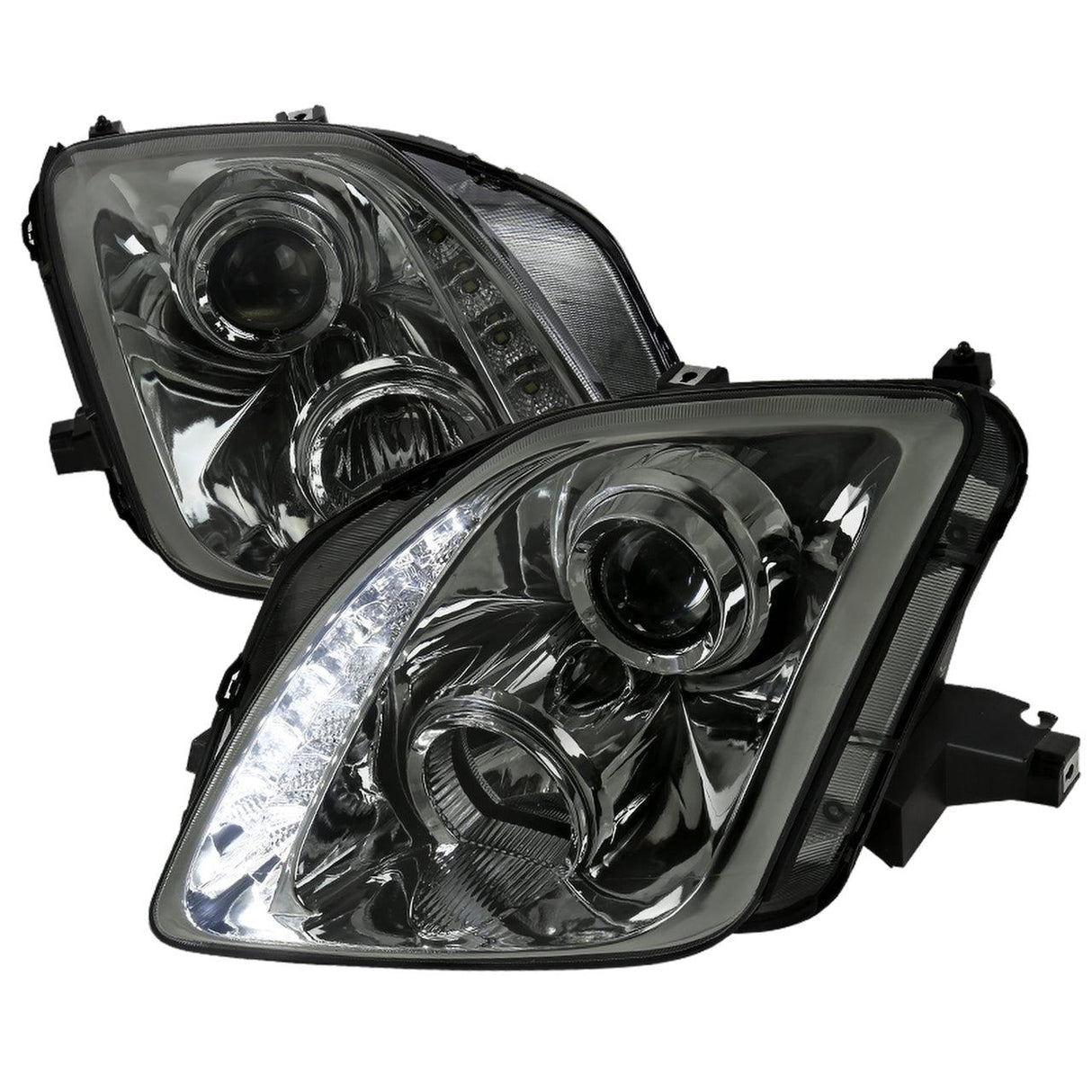 Spec-D Projector Headlights Honda Prelude (97-01) w/ LED Strip - Black / Tinted