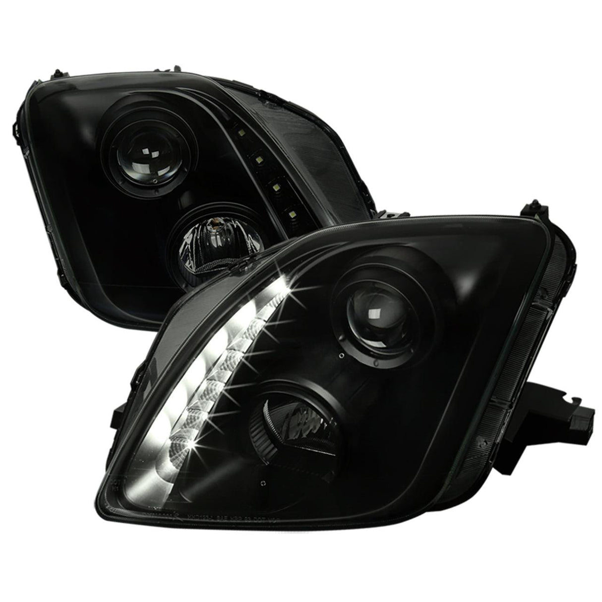 Spec-D Projector Headlights Honda Prelude (97-01) w/ LED Strip - Black / Tinted