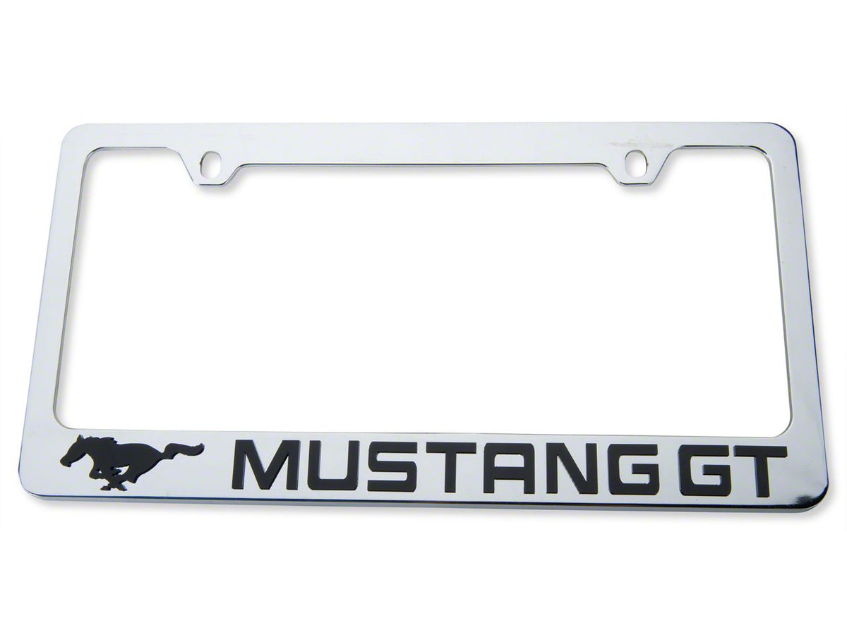 SpeedForm License Plate Frame; Black Pony with Mustang GT Lettering (Universal; Some Adaptation May Be Required)