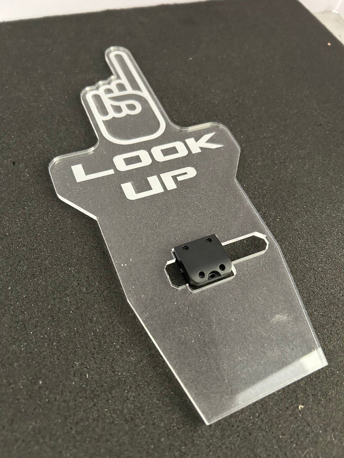"Look Up" or "Look Back" Cup Holder Sign