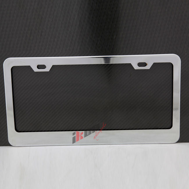 2PC Chrome Steel License Plate Frame + Screw Cap Car Truck Van SUV