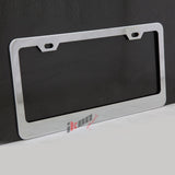 2PC Chrome Steel License Plate Frame + Screw Cap Car Truck Van SUV