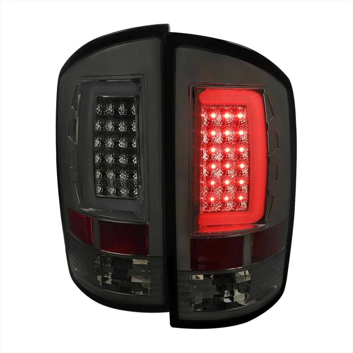 Spec-D LED Tail Lights Dodge Ram (02-06) LED C Light Bar - Black / Chrome / Red