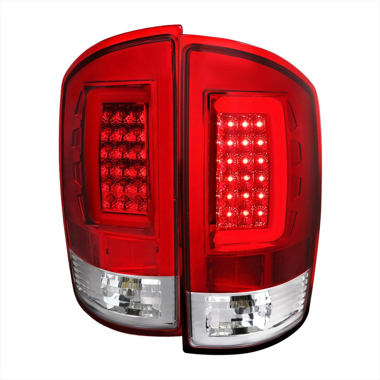 Spec-D LED Tail Lights Dodge Ram (02-06) LED C Light Bar - Black / Chrome / Red