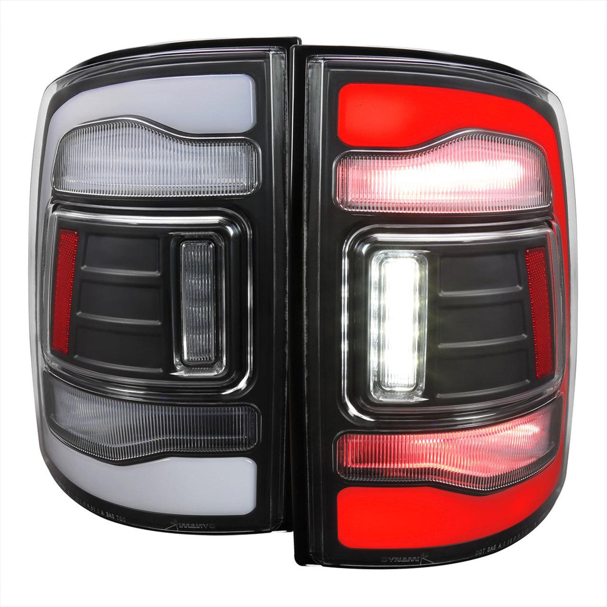 Spec-D Full LED Tail Lights Ram 1500 (09-18) 2500 3500 (10-18) w/ LED Light Bar - Black