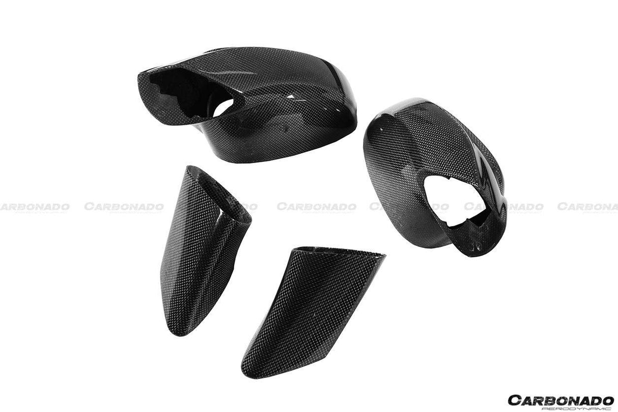 2015-2020 Ferrari Carbon Fiber Mirror House with Base Replacement Carbonado (OE) | Fits: F8, 488, Pista