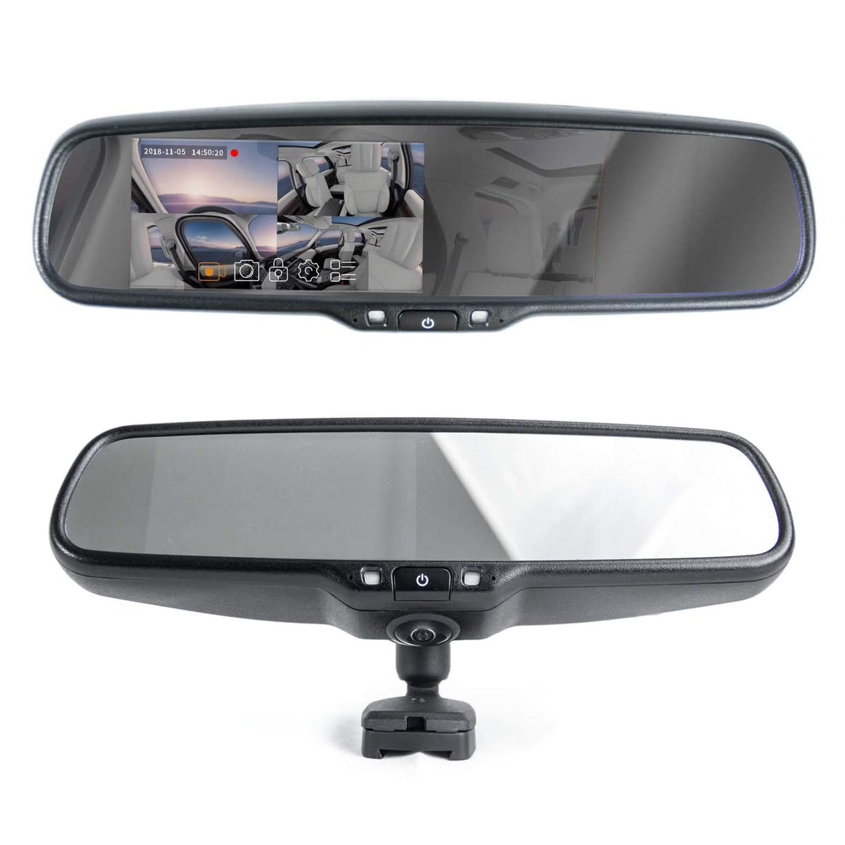 Master Tailgaters Rear View Mirror with Ultra Bright 4.5" Auto Adjusting Brightness LCD + HD 1080p DVR 360° Recorder - Universal Fit