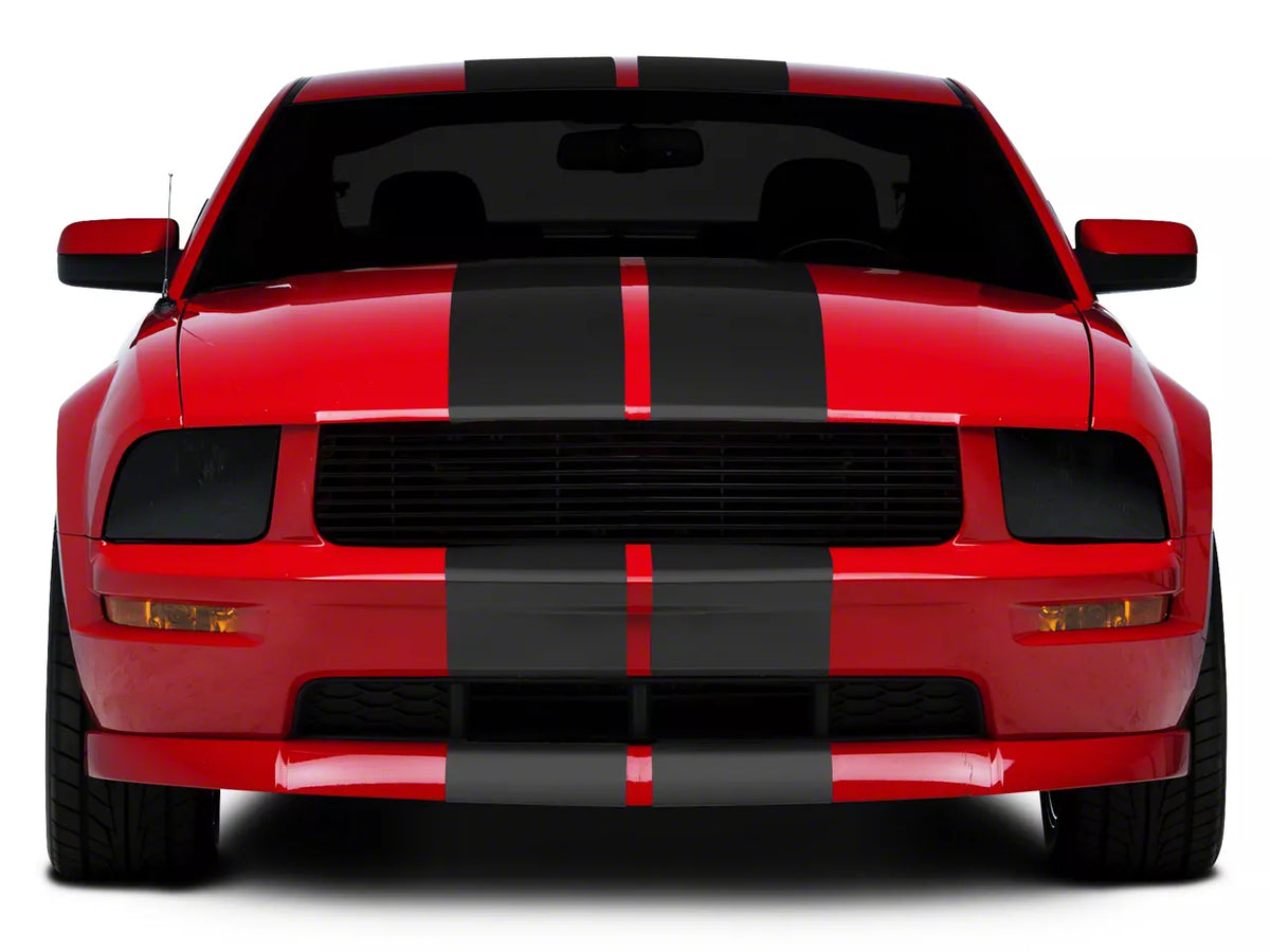 SEC10 GT500 Style Stripes; Matte Black; 10-Inch (05-14 Mustang)