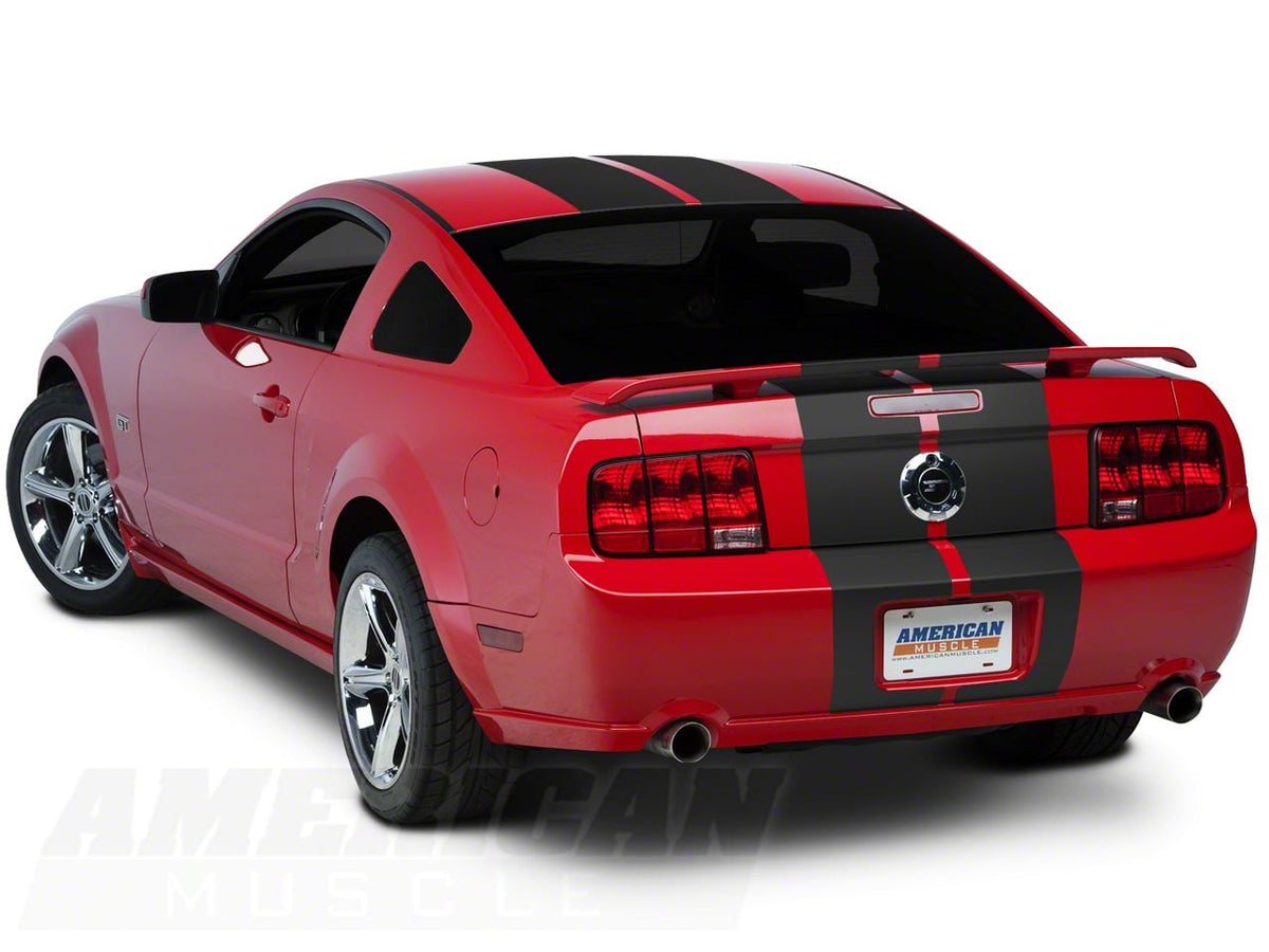 SEC10 GT500 Style Stripes; Matte Black; 10-Inch (05-14 Mustang)