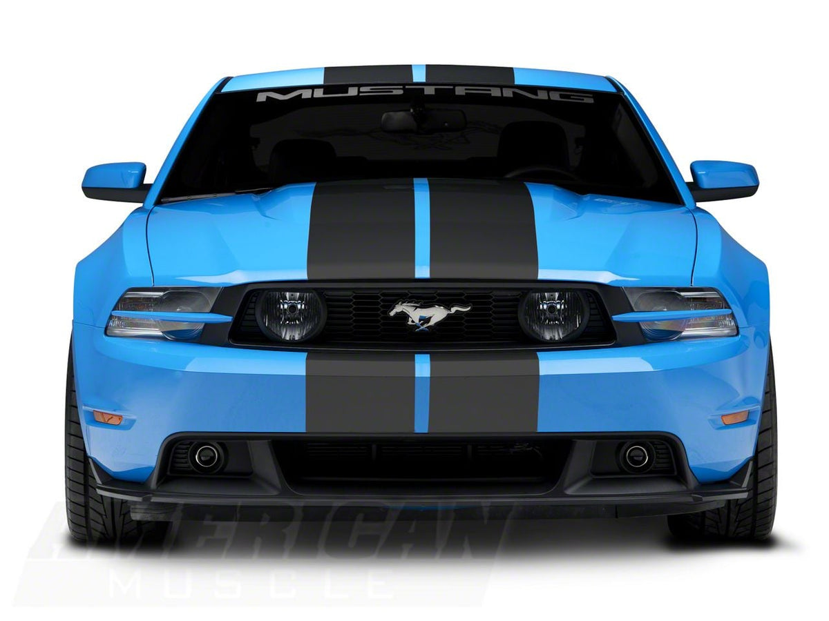 SEC10 GT500 Style Stripes; Matte Black; 10-Inch (05-14 Mustang)