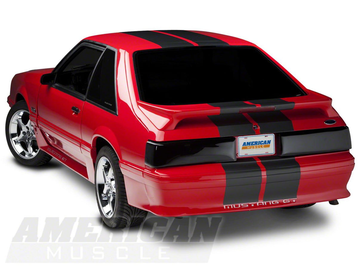 SEC10 GT500 Style Stripes; Matte Black; 10-Inch (79-93 Mustang)