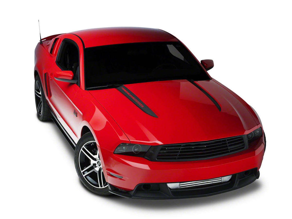 SEC10 Hood Accent Decal with AmericanMuscle Logo; Matte Black (10-12 Mustang GT, V6)