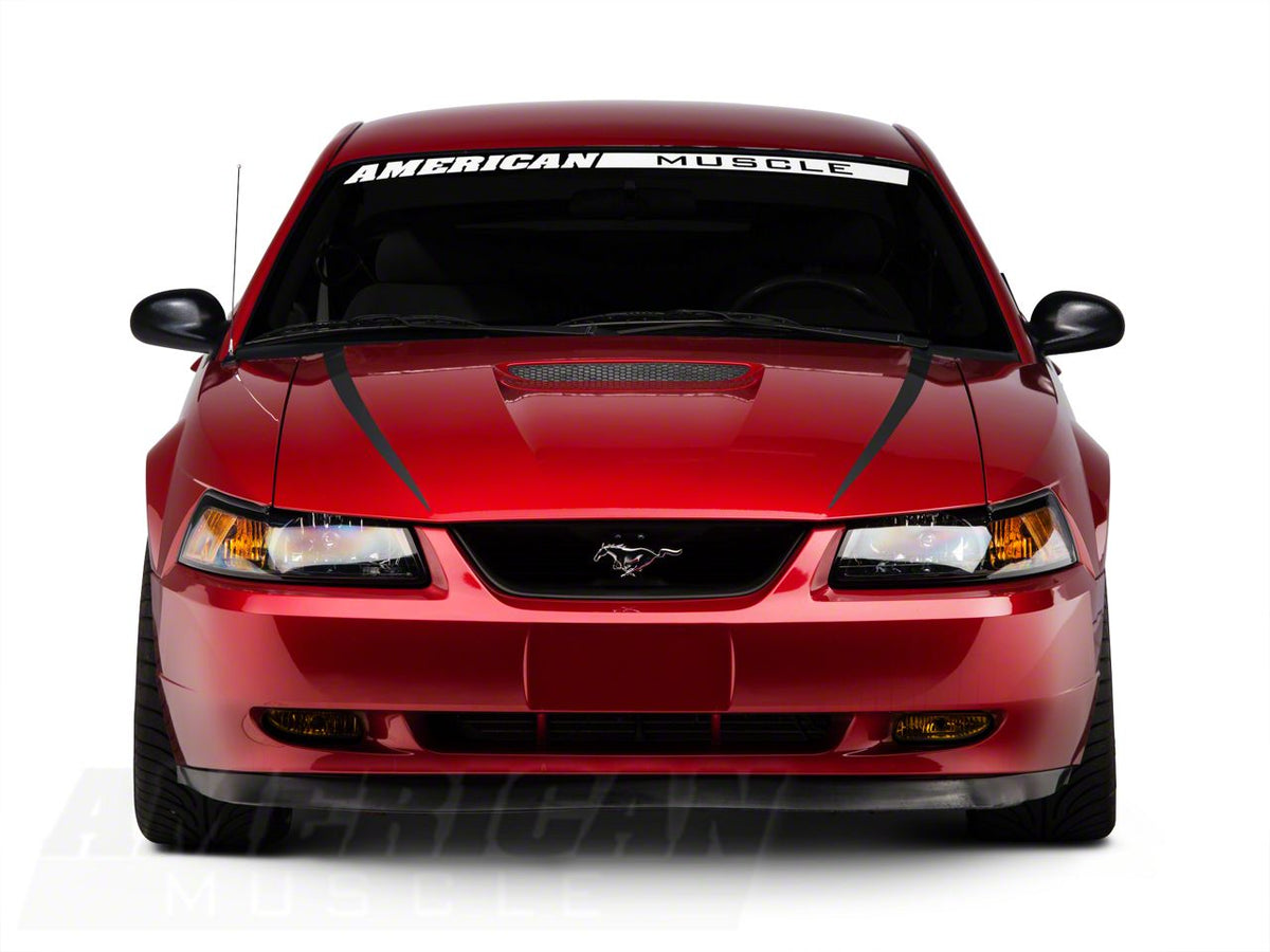 SEC10 Hood Accent Decal; Matte Black (99-04 Mustang GT; 99-02 Mustang V6)