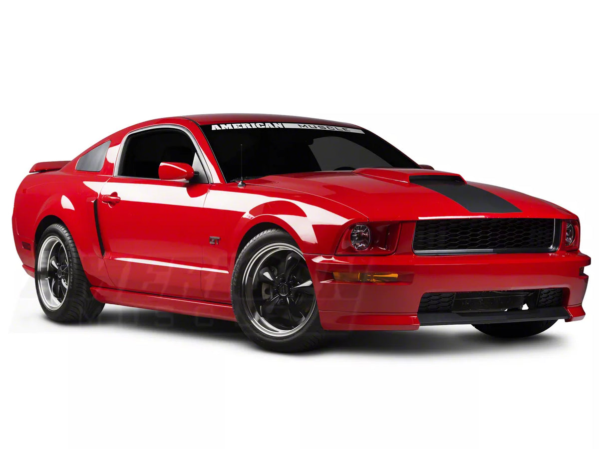SEC10 Hood Stripe; Matte Black (05-09 Mustang GT, V6)