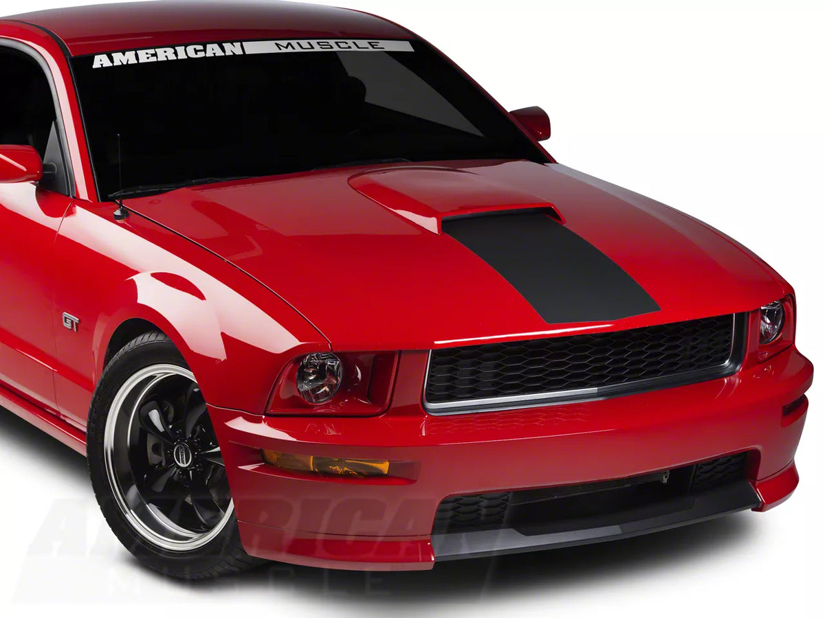 SEC10 Hood Stripe; Matte Black (05-09 Mustang GT, V6)