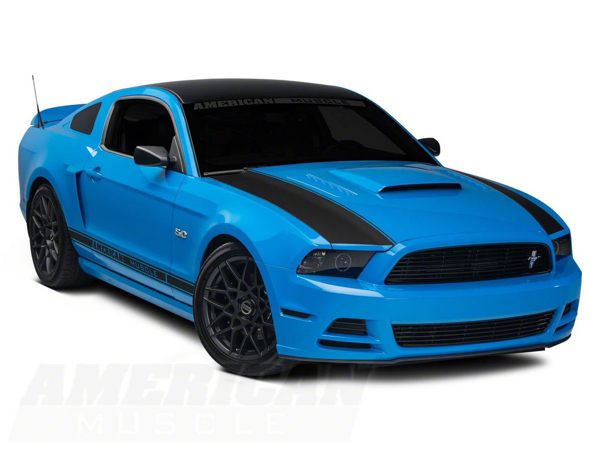 SEC10 Outer Hood Stripes; Matte Black (13-14 Mustang)