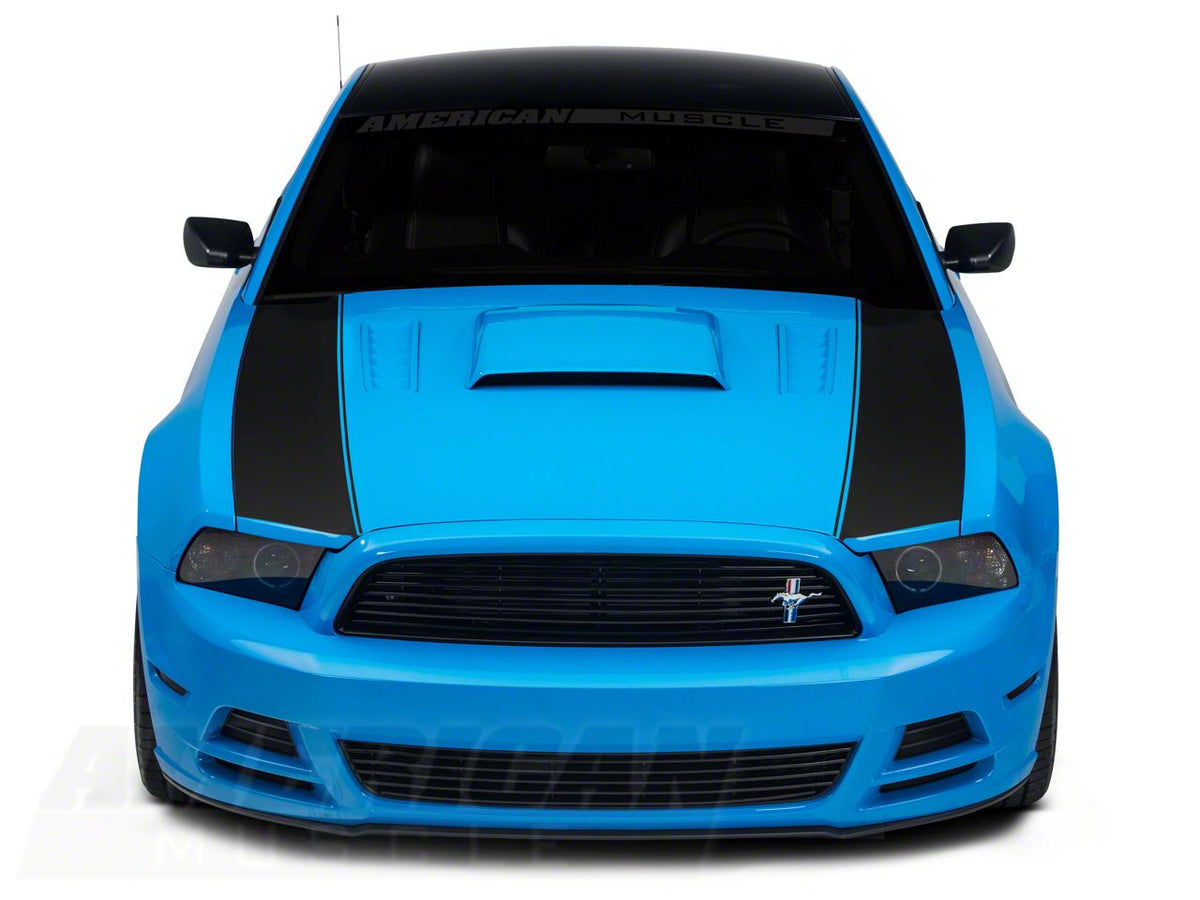 SEC10 Outer Hood Stripes; Matte Black (13-14 Mustang)