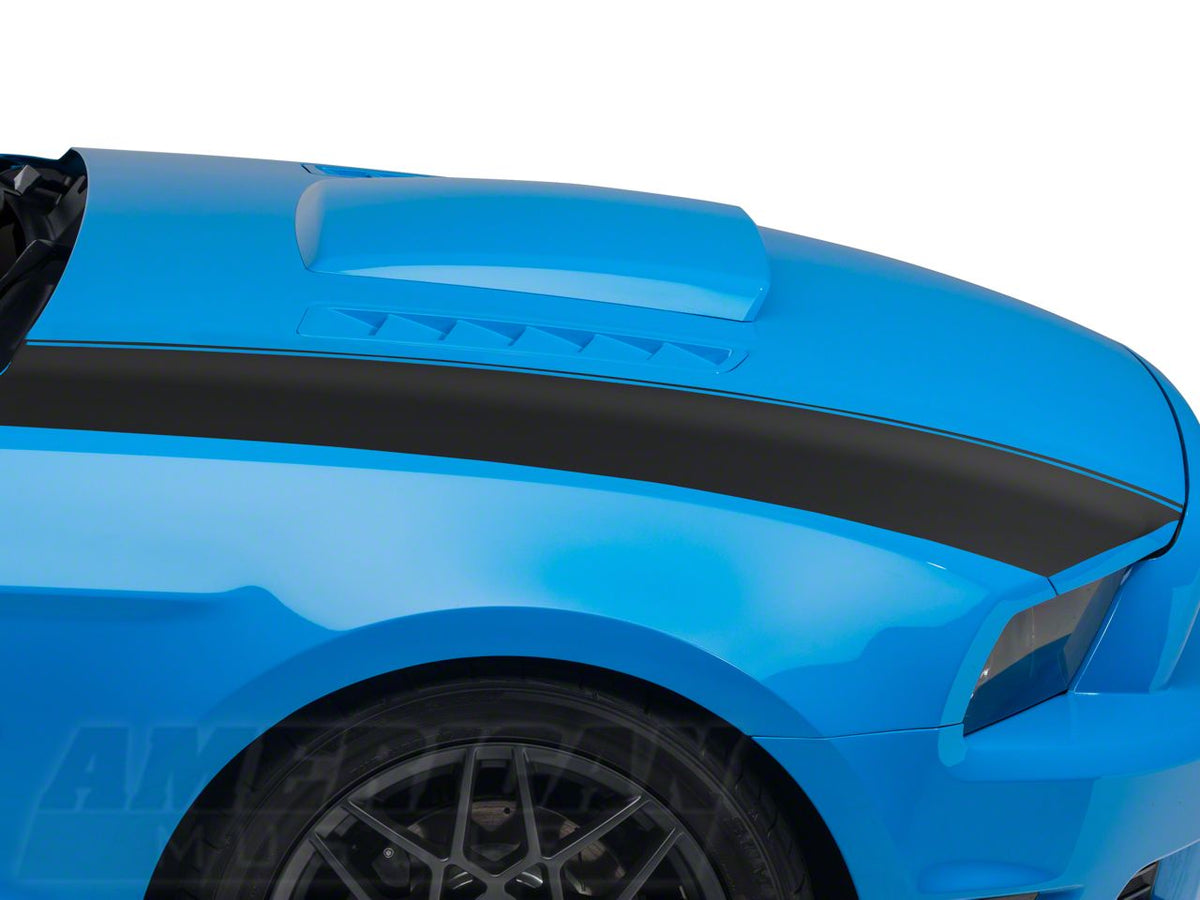 SEC10 Outer Hood Stripes; Matte Black (13-14 Mustang)