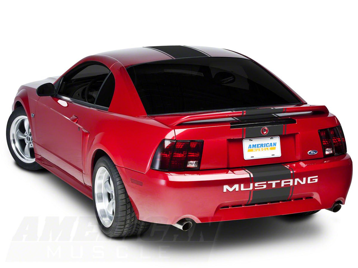 SEC10 Super Snake Style Stripes; Matte Black (94-04 Mustang)