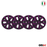 ColorFlex Hub Caps Wheel Cover 14" Black Matt & Violet Full Set 4 pcs.