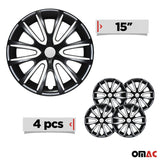 Bicolo Hub Caps Wheel Cover 15" Black & White Full Set 4 pcs.