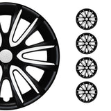 Bicolo Hub Caps Wheel Cover 14" Black Matt & White Full Set 4 pcs.