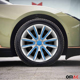 Bicolo Hub Caps Wheel Cover 15" Gray & Blue Full Set 4 pcs.
