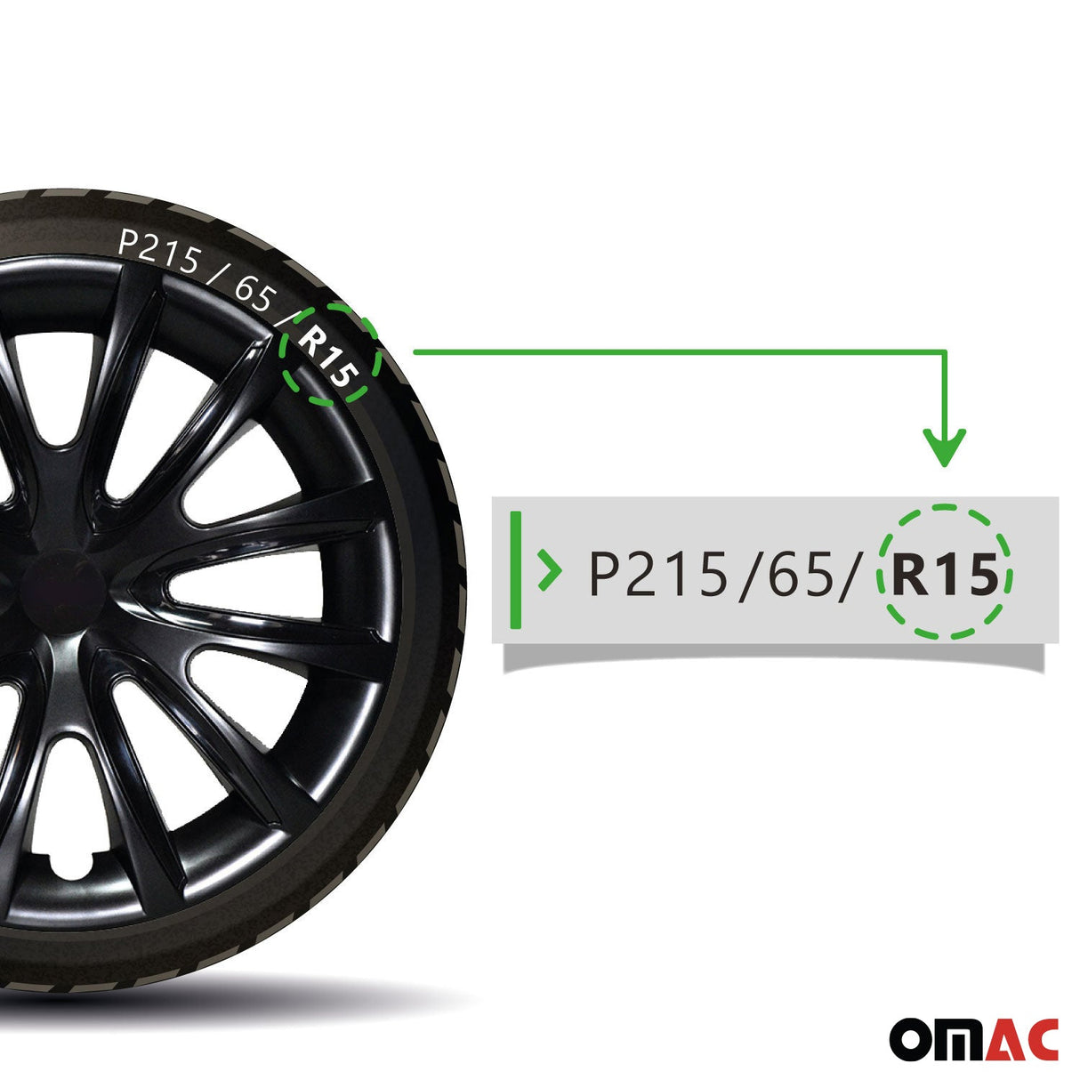 Bicolo Hub Caps Wheel Cover 15" Black & Black Full Set 4 pcs.