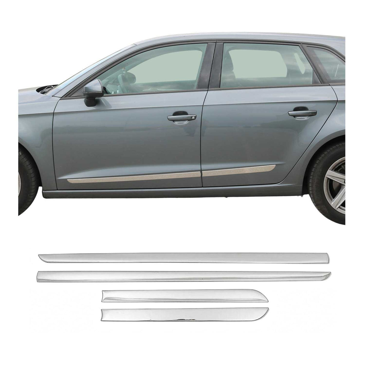 2012-2015 Honda Civic Sedan Side Door Molding Trim Skirt Garnish Stainless Steel Gloss 4Pcs