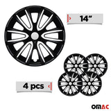 Bicolo Hub Caps Wheel Cover 14" Black Matt & White Full Set 4 pcs.