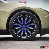 Bicolo Hub Caps Wheel Cover 16" Black & Dark Blue Full Set 4 pcs.