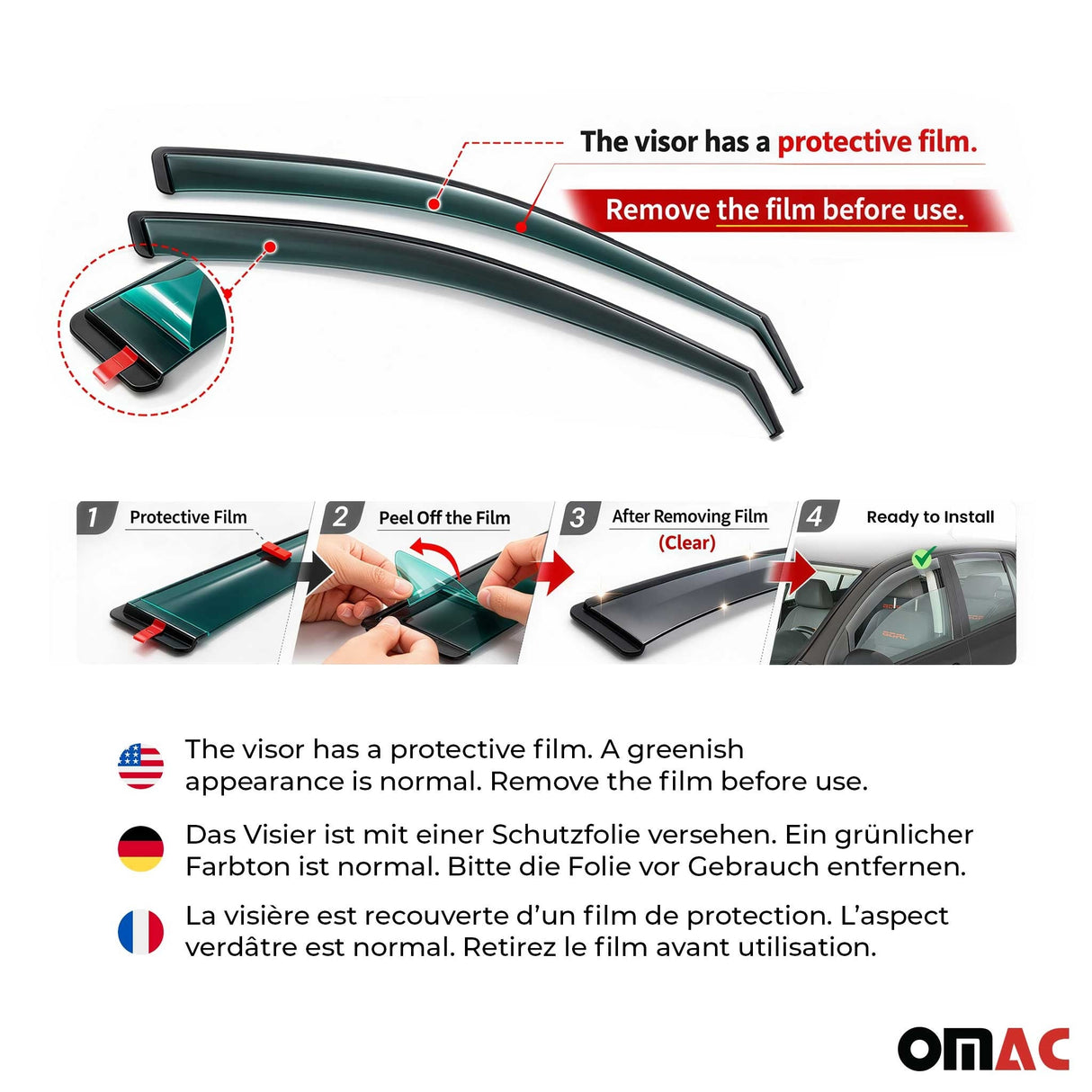 2004-2011 BMW 3 Series E90 Sedan Window Visor Vent Rain Deflector 4Pcs Smoke