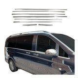 2016-2024 Mercedes Metris Long Window Molding Trim Streamer S. Steel 8 Pcs