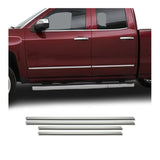 2014-2019 Chevrolet Silverado 2500 Side Door Molding Trim Stainless Steel Silver 4 Pcs